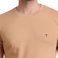 T.T. Men Solid Cotton Round Neck Tshirt Beige-thumb3