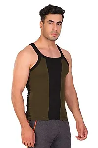 T.T. Men Designer Gym Vest Pack of 2 Olive-Black ::Grey-Blue-thumb1