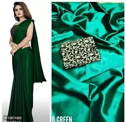 Stylish Fancy Cotton Blend Saree With Blouse Piece For Women