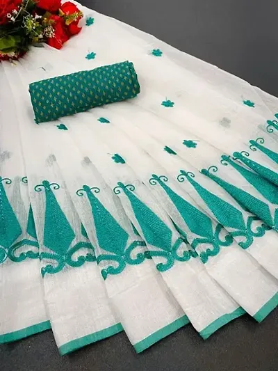 Glamorous Chanderi Cotton Saree with Blouse piece 