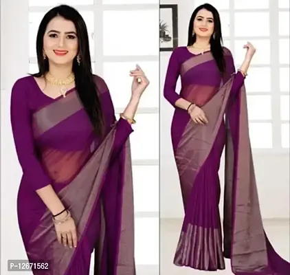 Stylish Fancy Cotton Blend Saree With Blouse Piece For Women-thumb0