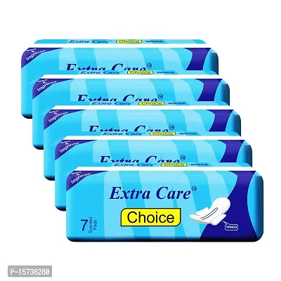 Extra Care Choice Sanitary Pads with Wings pack of 5 (7pcs) Sanitary Pad