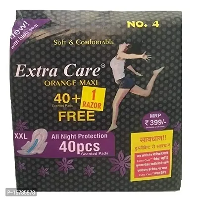 Extra Care Package 40 Orange Maxi Sanitary Pad FREE 1 Razor (PACK OF 2)