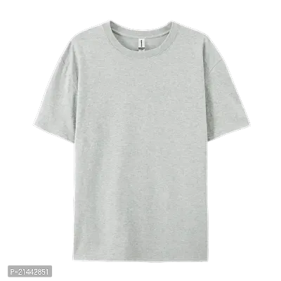 Stylish Grey Cotton Round Neck Tees For Women-thumb0