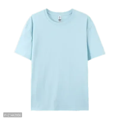 Stylish Blue Cotton Round Neck Tees For Women