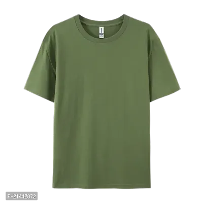 Stylish Green Cotton Round Neck Tees For Women