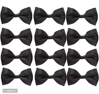 MEN SATIN BLACK BOWTIE 12pc-thumb0