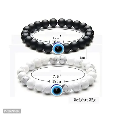 MARBLEWHITE  BLACK SHINE EVIL EYE BRACELET-thumb0