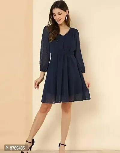 Gorgeous Flare V-Neck Georgette Dress For Women