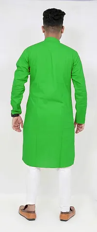 Rainbow CLOTHS Plain Solid Full Sleeve High Neck Cotton Kurta for Men's (Green)(40)-thumb3