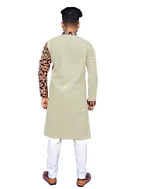 Rainbow Cloths Men's Pure Cotton Designer Fabric Kurta(Off-White,44)-thumb1