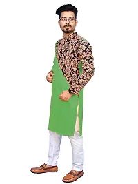 Rainbow Cloths Men's Pure Cotton Designer Fabric Kurta(Green,38)-thumb2