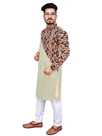Rainbow Cloths Men's Pure Cotton Designer Fabric Kurta(Off-White,36)-thumb2