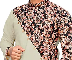 Rainbow Cloths Men's Pure Cotton Designer Fabric Kurta(Off-White,44)-thumb3