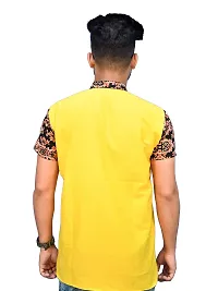 Rainbow Cloths Men's Pure Cotton Short Sleeve Short T-Shirt Kurta Sleeve Kurta(Yellow,40)-thumb1