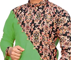 Rainbow Cloths Men's Pure Cotton Designer Fabric Kurta(Green,38)-thumb3