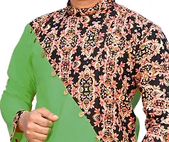Rainbow Cloths Men's Pure Cotton Designer Fabric Kurta(Green,36)-thumb3
