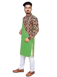 Rainbow Cloths Men's Pure Cotton Designer Fabric Kurta(Green,36)-thumb2
