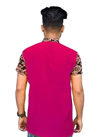 Rainbow Cloths Men's Pure Cotton Short Sleeve Short T-Shirt Kurta Sleeve Kurta(Pink,46)-thumb1