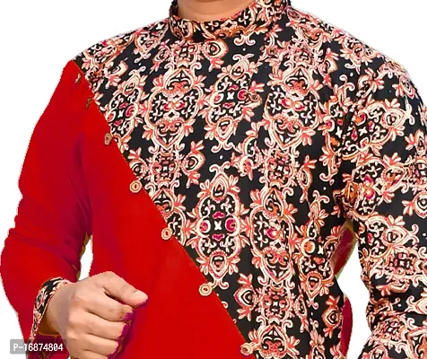 Rainbow Cloths Men's Pure Cotton Designer Fabric Kurta(Red,38)-thumb4