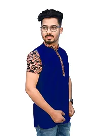 Rainbow Cloths Men's Pure Cotton Short Sleeve Short T-Shirt Kurta Sleeve Kurta(Blue,38)-thumb2