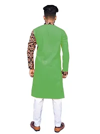 Rainbow Cloths Men's Pure Cotton Designer Fabric Kurta(Green,36)-thumb1