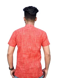 Rainbow Cloths Men's Cotton Solid Half Sleeve Kurta(Red,36)-thumb1