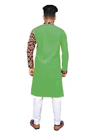 Rainbow Cloths Men's Pure Cotton Designer Fabric Kurta(Green,38)-thumb1