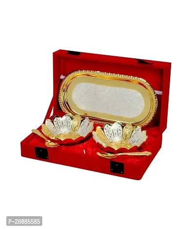 Silver And Gold Plated Tray Bowl Set-thumb0