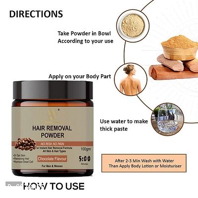 Happytree Organics Hair Removal Powder for removing Hairs  D Tanning for Legs, Forearms,Chest,Back Chocolate Flavour  Back 100 Gms (pck 4)-thumb3