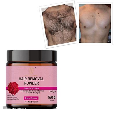 Happytree Organics Hair Removal Powder for removing Hairs  D Tanning for Legs, Forearms,Chest, Back Rose Flavour 100 Gms (pck 1 )