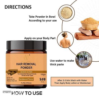 Happytree Organics Hair Removal Powder for removing Hairs  D Tanning for Legs, Forearms,Chest, Back Sandalwood Flavour 100 Gms Sandalwood Flavour (pck 1 )-thumb2