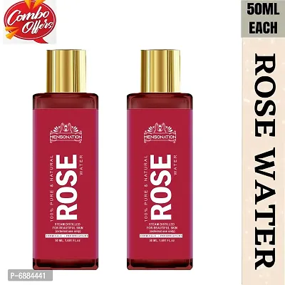 Mensonation 100% Pure  Natural Rose Water Spray For Face, Skin  Hair - Steam Distilled - Kannauj Gulab Jal - Free From Paraben, Alcohol  Chemicals (50 ml) Pack of 2