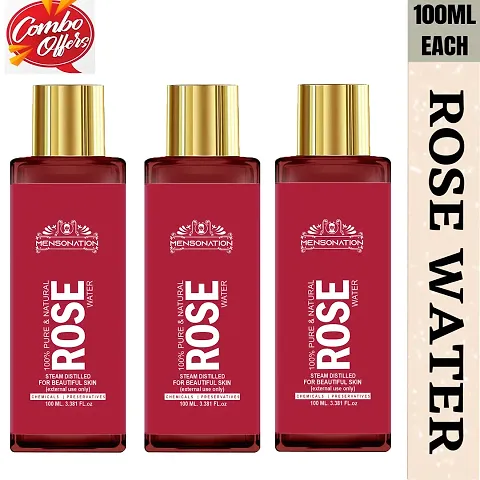 Pure And Natural Rose Water Spray For Face, Skin  Hair (Pack Of 3)