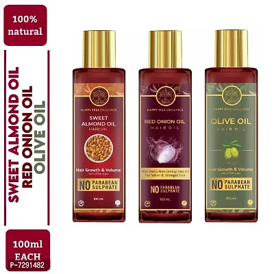 Sweet Almond Oil , Red Onion Oil , Oilve Oil - Pack Of 3-thumb0