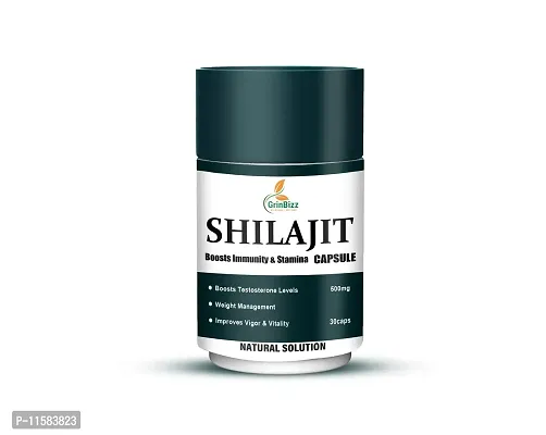 GRINBIZZ Shilajit Capsules Ayurvedic Capsules For Boost Strength | Stamina | Energy | Supports Metabolism | for Men  Women | No Side Effects - 20 Capsules