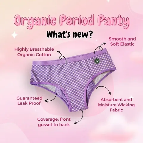 Organic Period Panty (Hipster 1 pc) (Lavender Checks)