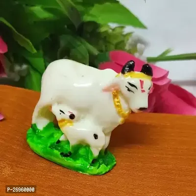 Beautiful Kamdhenu Cow With Cute Calf Resin Stone Material