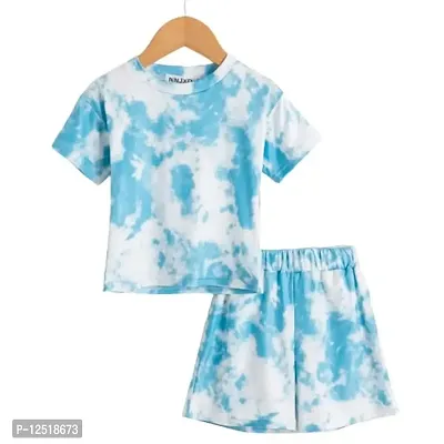 Kids Unisex Tie  Dyed Set Item (6-7 Years, Aqua Blue)-thumb5