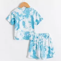 Kids Unisex Tie  Dyed Set Item (6-7 Years, Aqua Blue)-thumb1