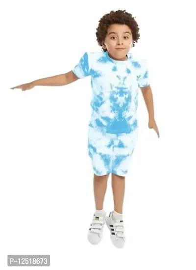 Kids Unisex Tie  Dyed Set Item (6-7 Years, Aqua Blue)-thumb0