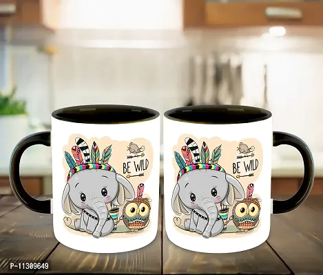 Whats Your Kick? (CSK) - Cute Animal Cartoon Inspiration Printed Black Ceramic Coffee Mug and Tea Mug - Birthday | Kids Gift | Best Gift | Hobby (Multi 8)-thumb3