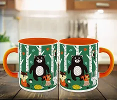 WHATS YOUR KICK (CSK-Animal Cartoons, Inspiration Printed Orange Inner Colour Ceramic Coffee Mug with Coaster- Funny, Cartoons, Best Gift | for Kids, Unique Gifts (Multi 1)-thumb2