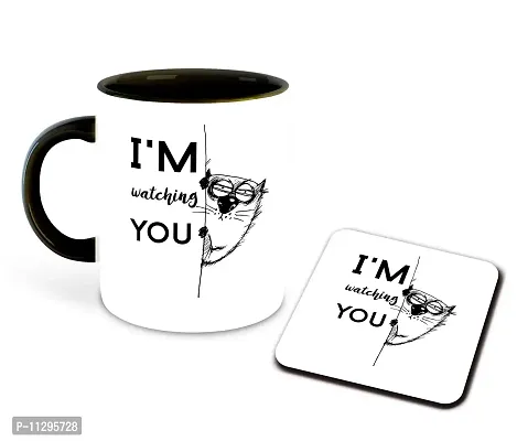 Whats Your Kick (CSK) Funny Quotes Inspiration Printed Black Inner Colour Ceramic Coffee Mug with Desky- Best Funny Quotes Design, Fun, Best Gift | Comedy, Pattern (Multi 11)