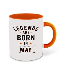 Whats Your Kick? (CSK) Legends are Born in May Inspiration Printed Orange Inner Colour Ceramic Coffee Mug and Tea Mug- Quotes, Born in May, Best Gift | Born in May, Months (Multi 8)-thumb1