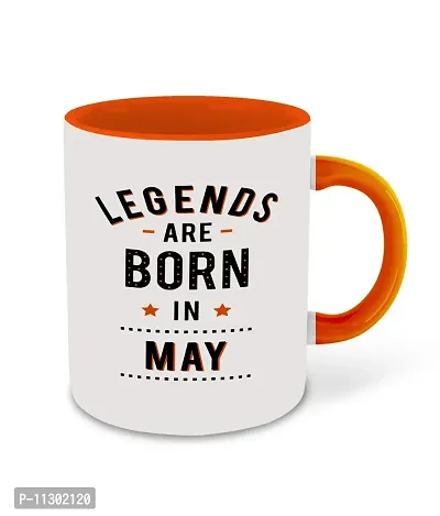 Whats Your Kick? (CSK) Legends are Born in May Inspiration Printed Orange Inner Colour Ceramic Coffee Mug and Tea Mug- Quotes, Born in May, Best Gift | Born in May, Months (Multi 8)-thumb2