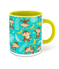 WHATS YOUR KICK (CSK-Animal Cartoons, Inspiration Printed Yellow Inner Colour Ceramic Coffee Mug with Coaster- Funny, Cartoons, Best Gift | for Kids, Unique Gifts (Multi 21)-thumb1