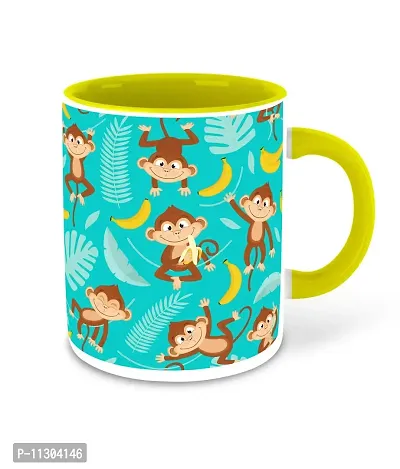 WHATS YOUR KICK (CSK-Animal Cartoons, Inspiration Printed Yellow Inner Colour Ceramic Coffee Mug with Coaster- Funny, Cartoons, Best Gift | for Kids, Unique Gifts (Multi 21)-thumb2