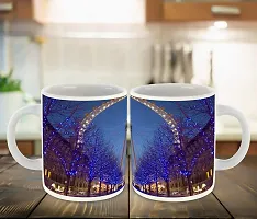 Whats Your Kick? (CSK) London Wallpaper Inspired Ceramic White Inner Color Printed Ceramic Coffee Mug (London , Big Ben, London Tower) Design-7-thumb2