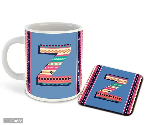Whats Your Kick? (CSK) - Letter Z Name Initial Alphabet Inspiration Printed White Ceramic Coffee Mug and Tea Mug with Coaster- Birthday | Anniversary (Multi 26)-thumb0
